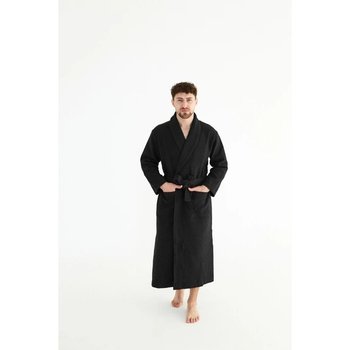 Men's Waffle Bathrobe in Black