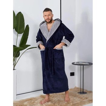 Warm Men's Fleece Bathrobe in Blue