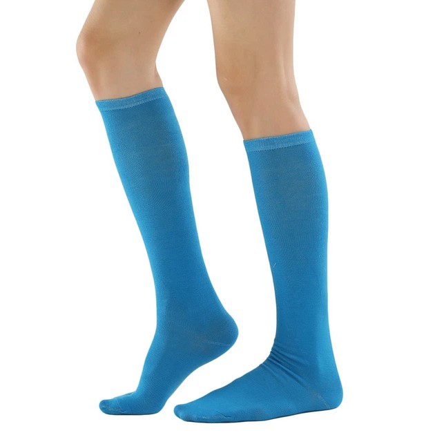 Women's Blue Cotton Knee-High Socks — Style and Comfort