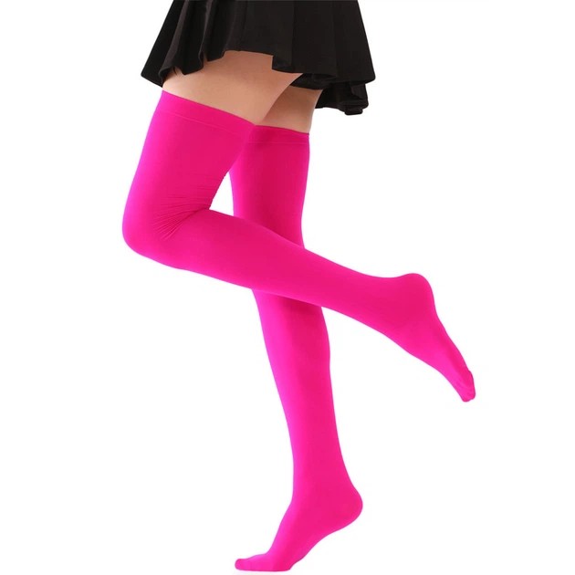 Verlängerte Damen Stümpfe in Fuchsia aus Nylon