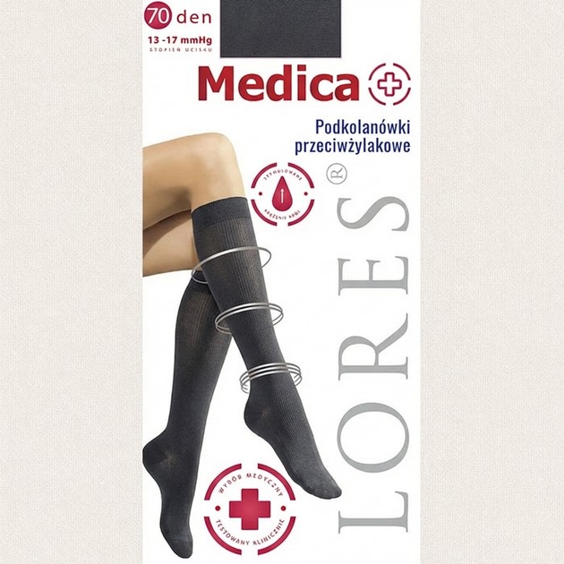 جوارب ضغط Lores GoMedica 70 السوداء للنساء — علاج تورم الساقين