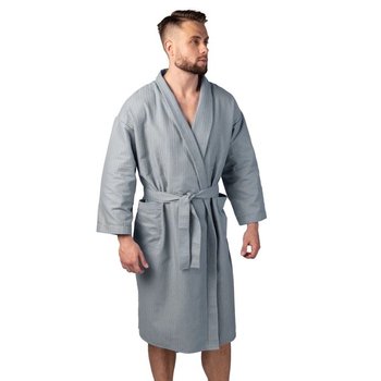 Luxyart Waffle Kimono Robe Grey