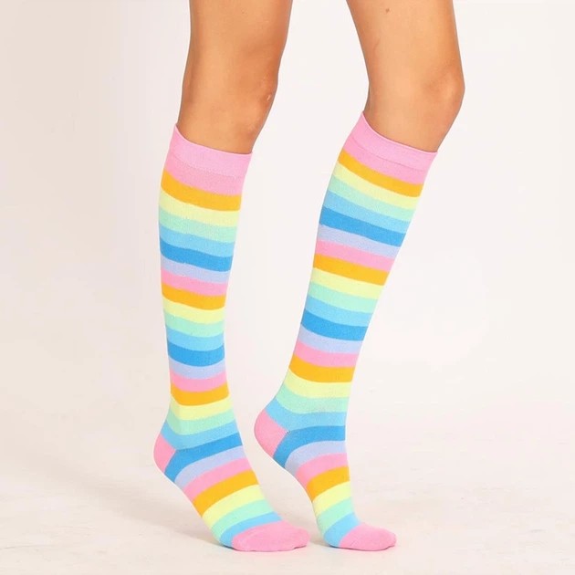جوارب عالية من Happy Socks قطنية وردية زاهية