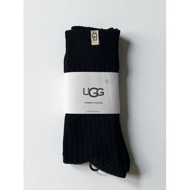 Women’s UGG Rib Knit Slouchy Crew Socks in Black — Soft Comfort at Home