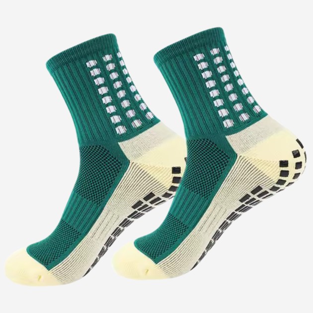 Chaussettes de football antidérapantes vertes en nylon