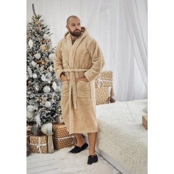 Men's Plush Bathrobe in Beige