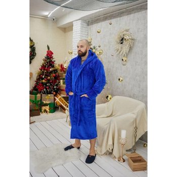 Men's Plush Bathrobe Electric Blue