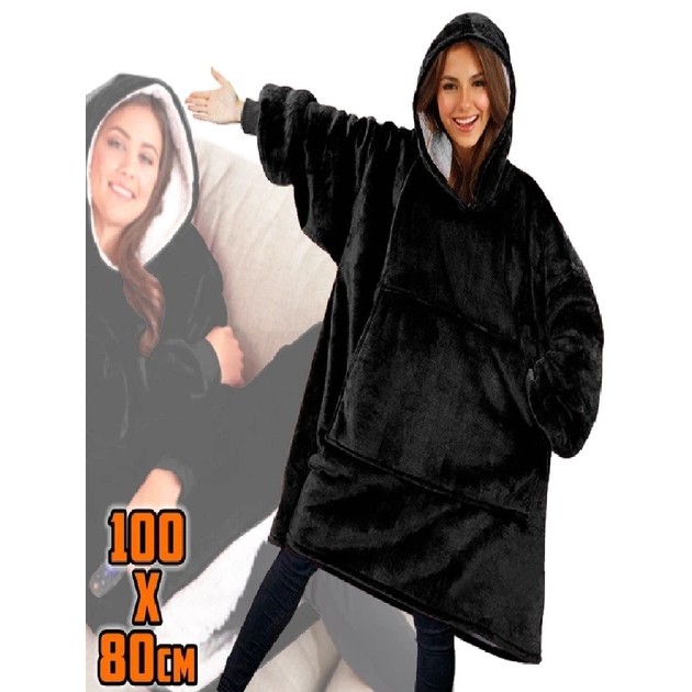 Huggle Hoodie Decke mit Kapuze in Schwarz — Komfort und Wärme