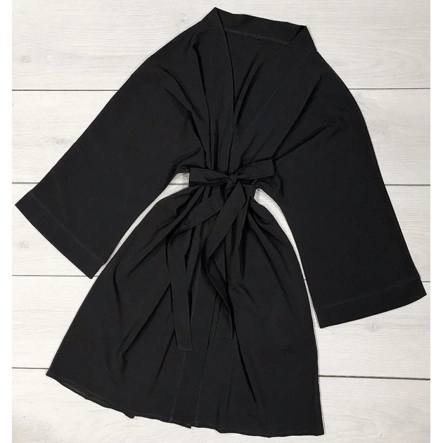 Bata de mujer tipo kimono de suave color negro - comodidad en casa