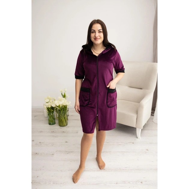 Bata de mujer de terciopelo morado - confort en casa