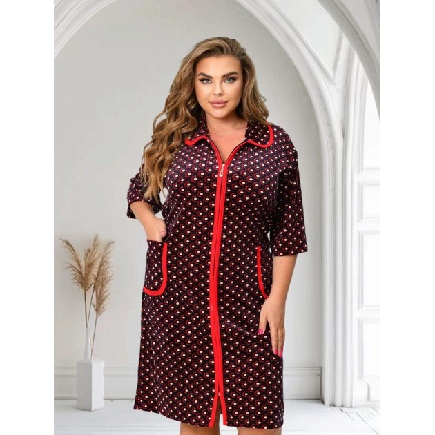 Women's Velvet Zip-Up Robe in Burgundy