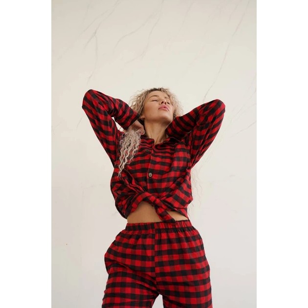 Pyjama en flanelle unisexe à carreaux rouges pour un sommeil confortable