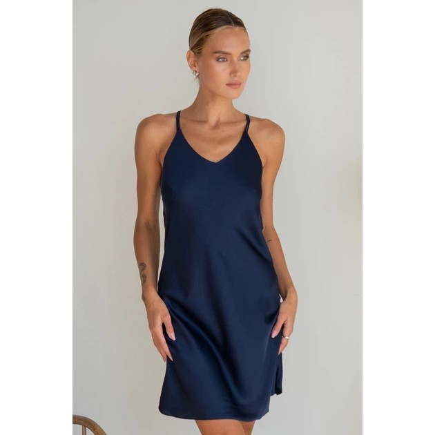 Camisa de noche Forli de seda azul marino – comodidad al dormir
