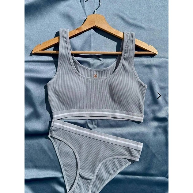 Ensemble de lingerie féminine KOTA - top et culottes gris