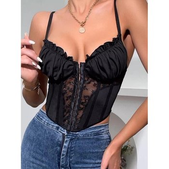Women's Lace Bustier Top Mystique Black — Elegance and Sensuality