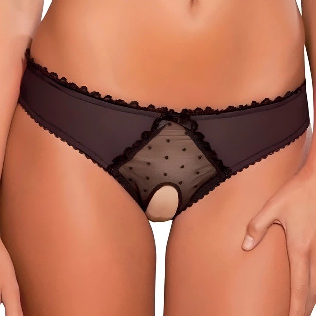 String sexy noir avec accès ouvert en spandex