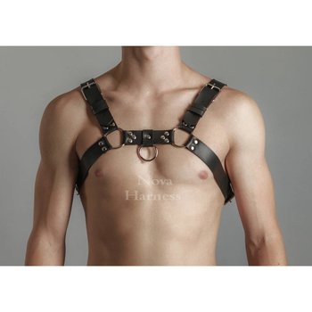 Men's Nova Leather Harness — Stylish Black Accessory