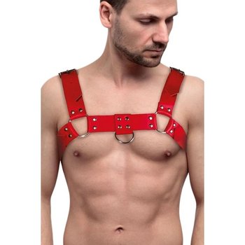 Men's Bulldog Harness — Red Leather Elegance