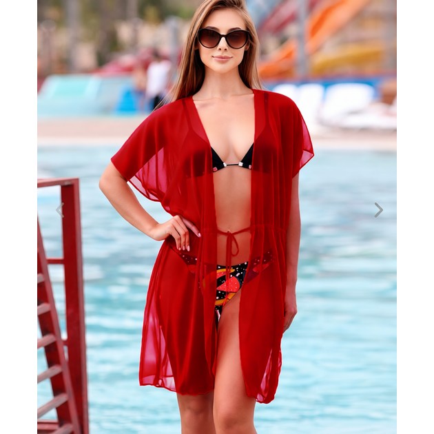 Samegame Polyester-Tunika-Robe — Rot für den Strand