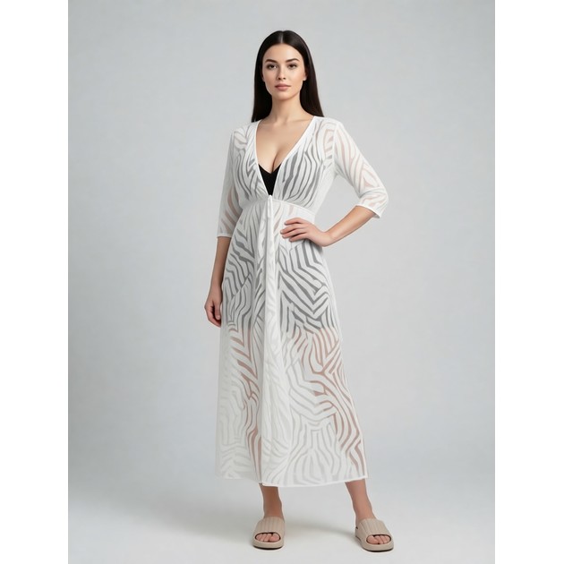 Fuba Polyester Beach Tunic Robe — Stylish White Cover-Up