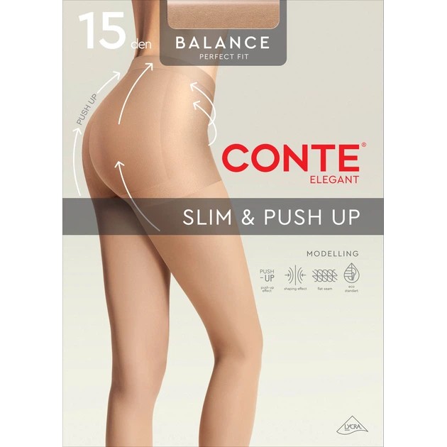 Women's Conte 15 Den Black Tights with Push-Up Effect