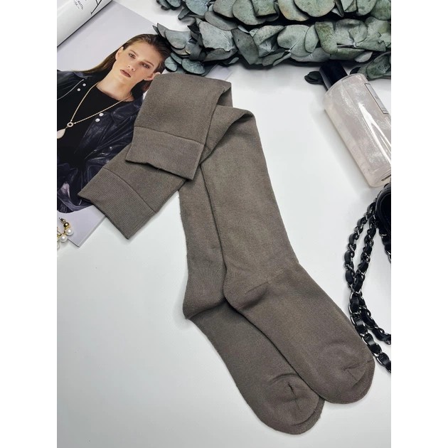 ג socks נשים מכותנה עם בטנת ריזו בצבע בז' כהה