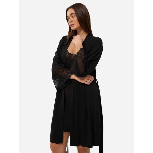 Women's Summer Robe by BARWA garments in Black — Style and Comfort
