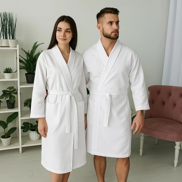 Robe légère en coton Luxyart blanche – confort à la maison