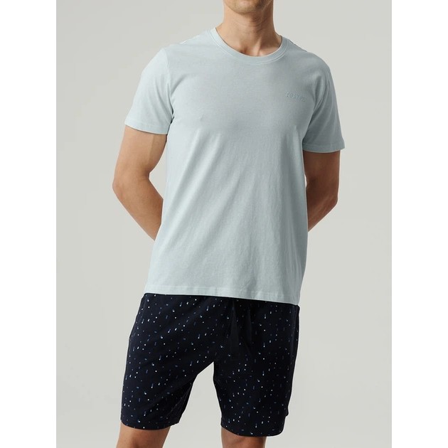 Herren Baumwoll-Pyjama Atlantic — Bequeme Nachtwäsche in Blau