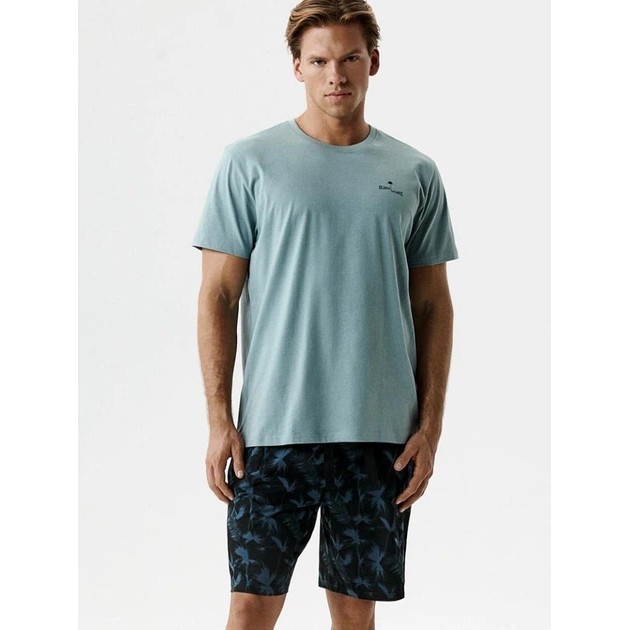 Herren Baumwoll-Pyjama-Set — Bequem in Mint und Dunkelblau