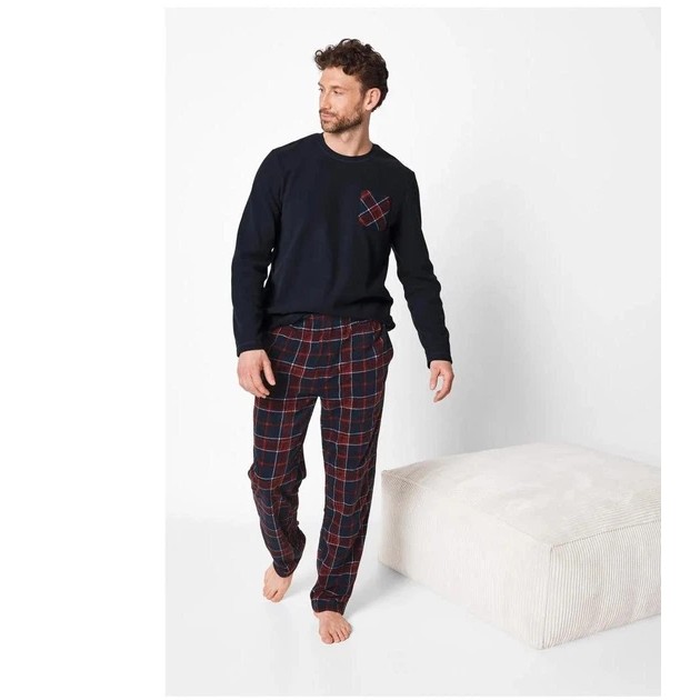 Herren Fleece Schlafanzug Livergy in Dunkelblau — Bequemer Schlaf