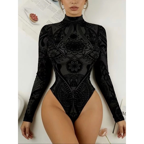 Damen Y2K Stil schwarzes Bodysuit — perfekte Kombination aus Stil und Komfort