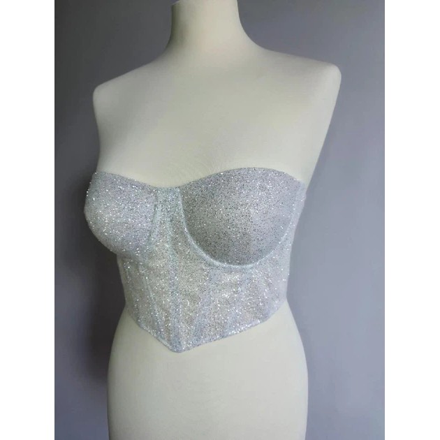 Ivory Glitter Bustier Corset — Elegant Accent for Parties