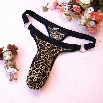 Tanga masculino de leopardo con anillos - estilo elástico