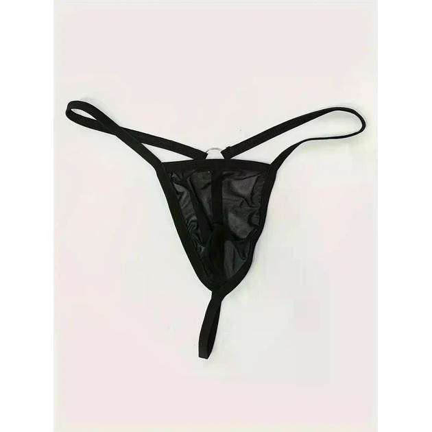Men's Transparent String Briefs AUG — Stylish Black Choice