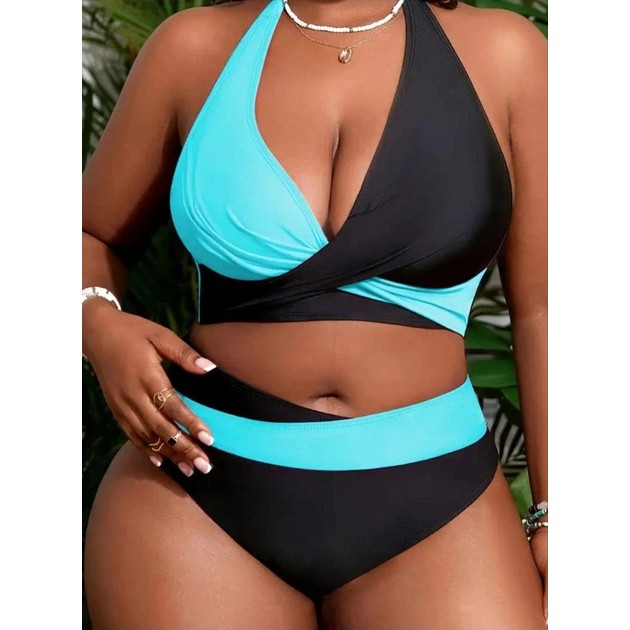 Damen-Bikini schwarz mit blau — Komfort und Stil