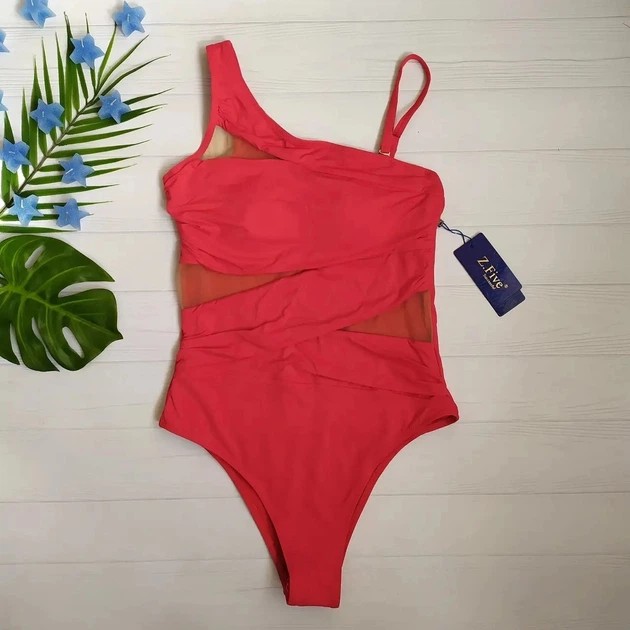 Z.Five Women's Red One-Piece Swimsuit with Mesh Insert