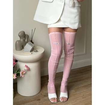 Women's Pink Stretch Mesh Stockings — Stylish Accent for Your Look