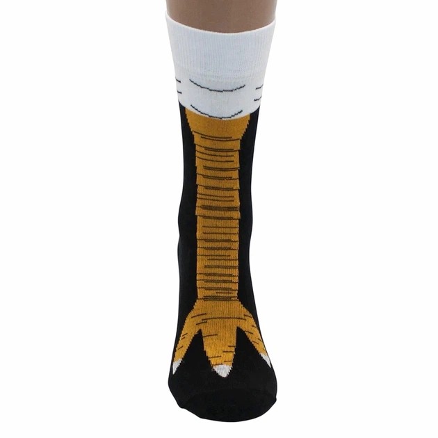 Cotton Mid-Season Socks — Chicken Feet Print in Black