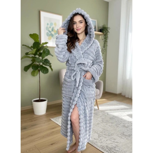 Peignoir Sharpei gris en velsoft - confort doux pour la maison