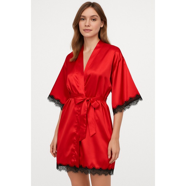 Damen Satinrobe in Rot — Elegante Wahl für Zuhause
