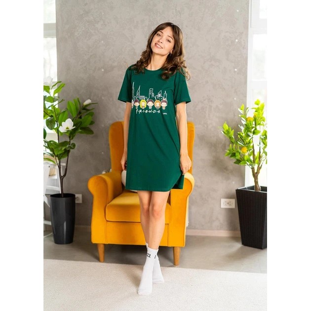 Chemise de nuit LUCCI en coton émeraude – confort pour le sommeil