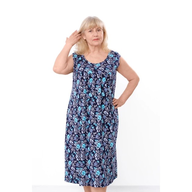 Camisa de noche de algodón azul oscuro para mujer – comodidad veraniega