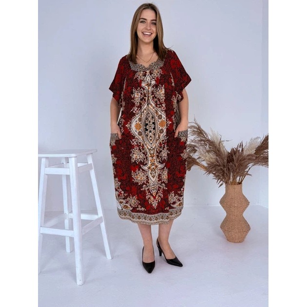 Damenkleid aus Schappelle Saimeiqi — rot mit Muster