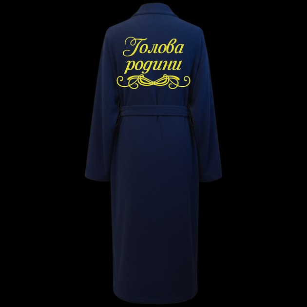 Men's Blue Terry Bathrobe with Embroidery