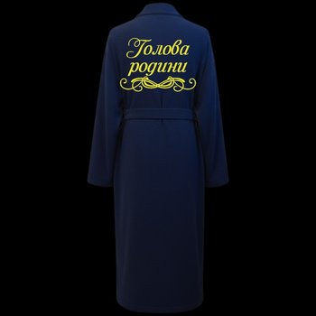 Men's Blue Terry Bathrobe with Embroidery