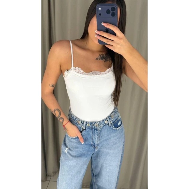 Women's Lace Bodysuit in White — Elegant Comfort