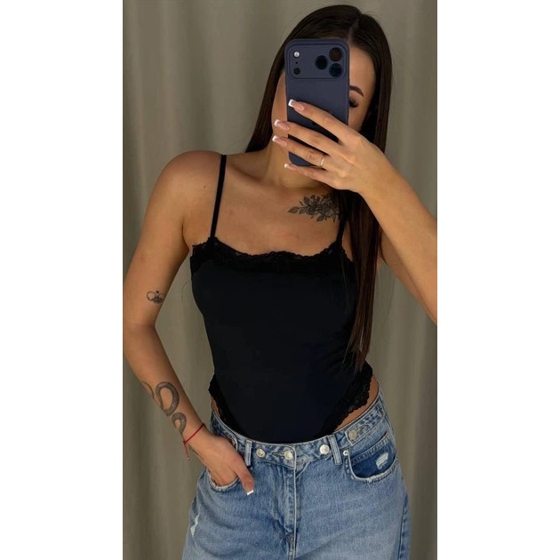 Women's Bodysuit with Lace in Chocolate Color — Elegant Comfort for Every Day