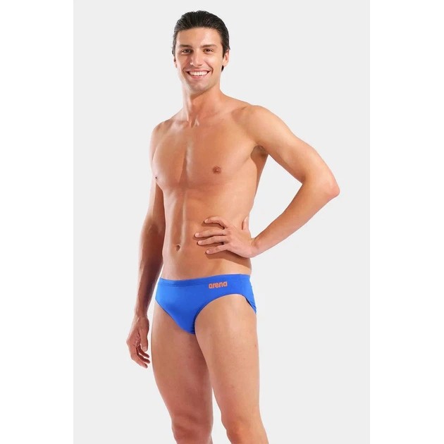 Herren Arena TEAM SWIM BRIEFS Einfarbig Blau-Orange — Komfort im Wasser
