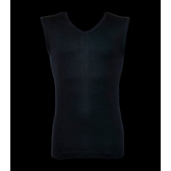 Men's Sleeveless V-Neck Top — Black Cotton